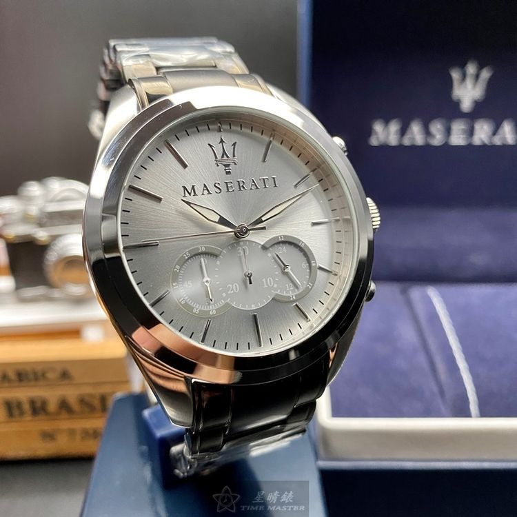 MASERATI手錶,編號R8871612012,46mm銀錶殼,深黑色錶帶款◉20A004